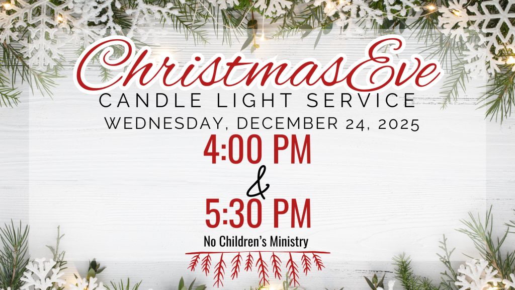 Christmas Eve candle light service times graphic